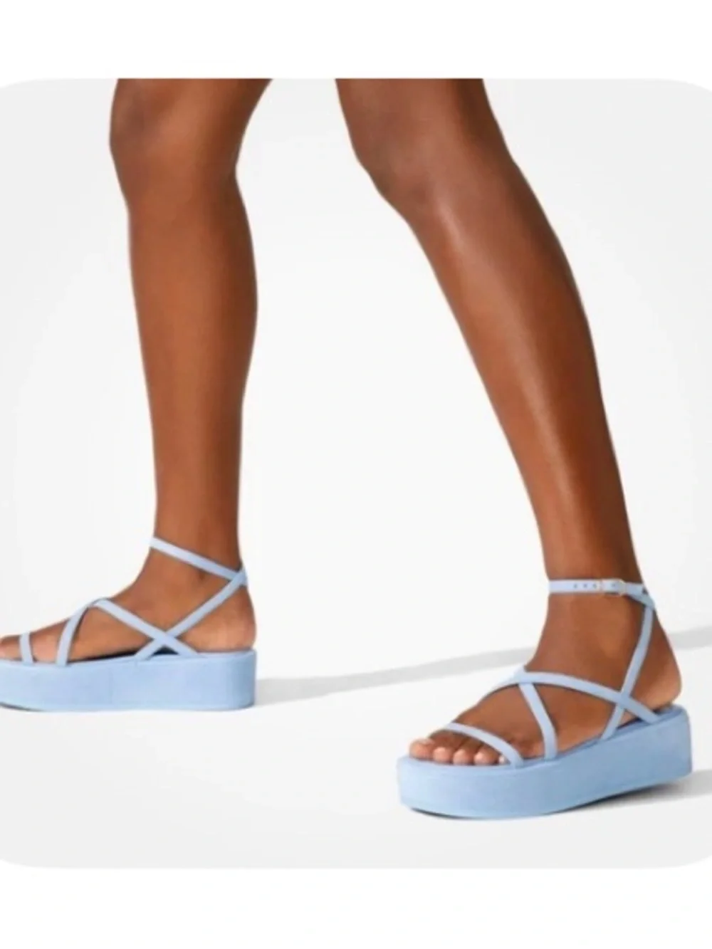 Stuart Weitzman Summer liftLight Blue Strappy Platform Sandals